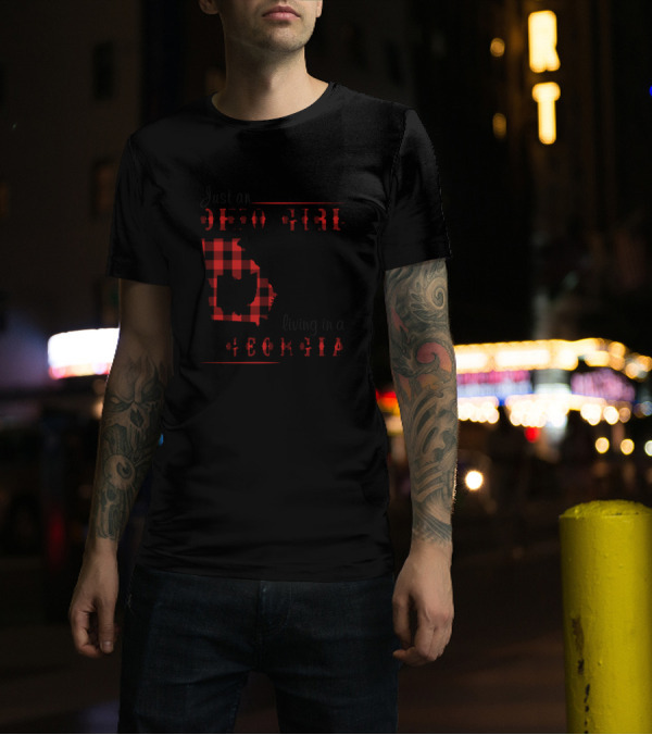 Just An Ohio Girl Ohio Silhouette In Georgia World Plaid T-Shirt