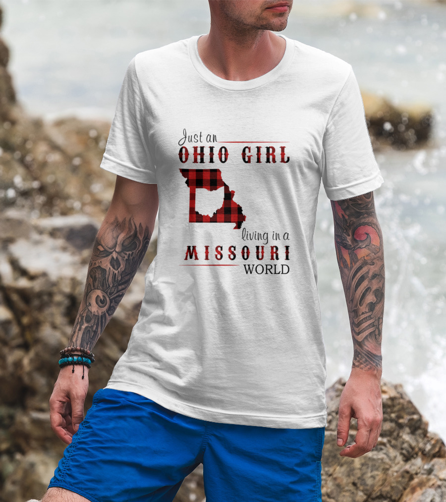 Ohio Girl Red Plaid Missouri World T-Shirt