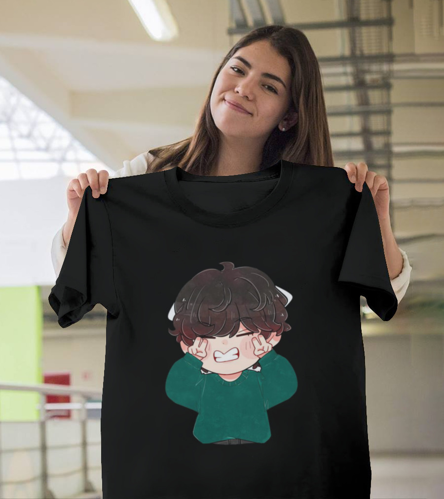 Taehyung Chibi Green Sweater Cute Expression T-Shirt