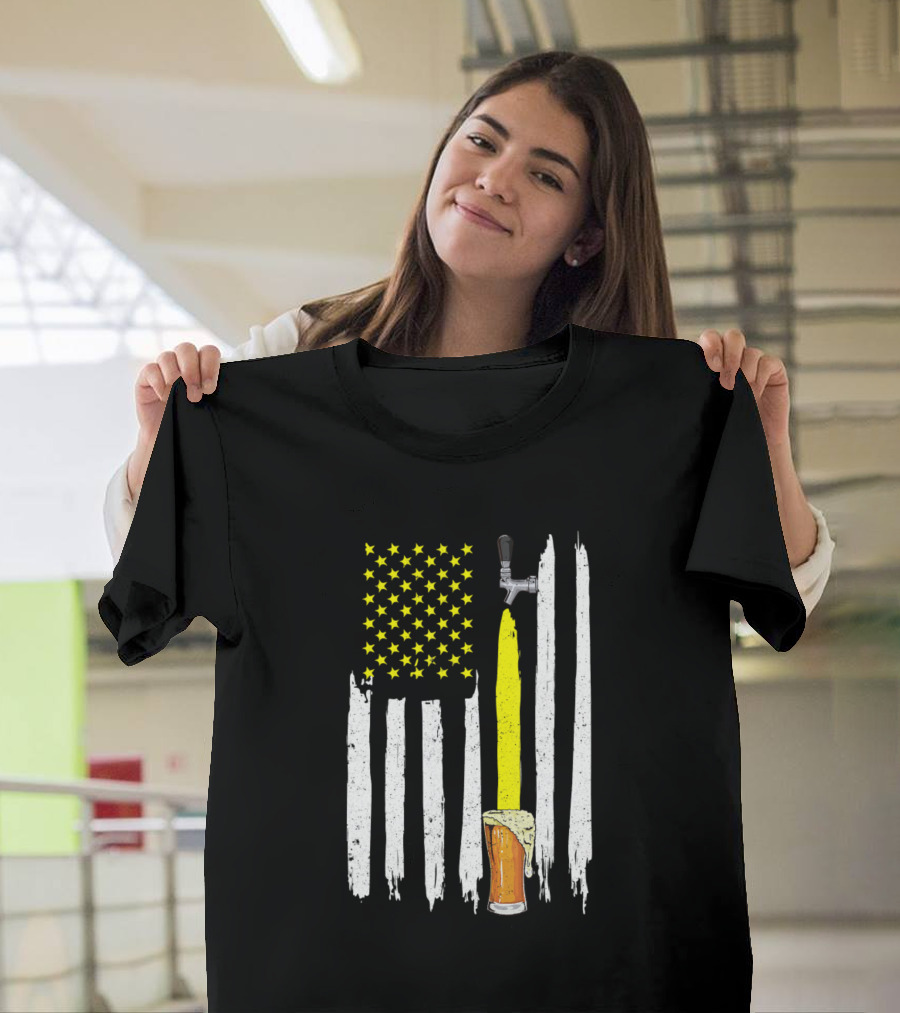 American Flag Beer Tap USA T-Shirt