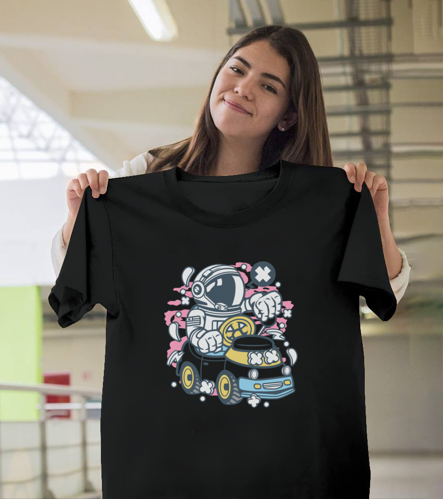 Car Toy for Animated Characters Comics and Pop Culture Astronaut Driving an Arcade Racer T-Shirt