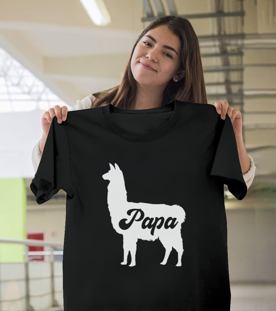 Papa Llama Silhouette with Love R Family T-Shirt