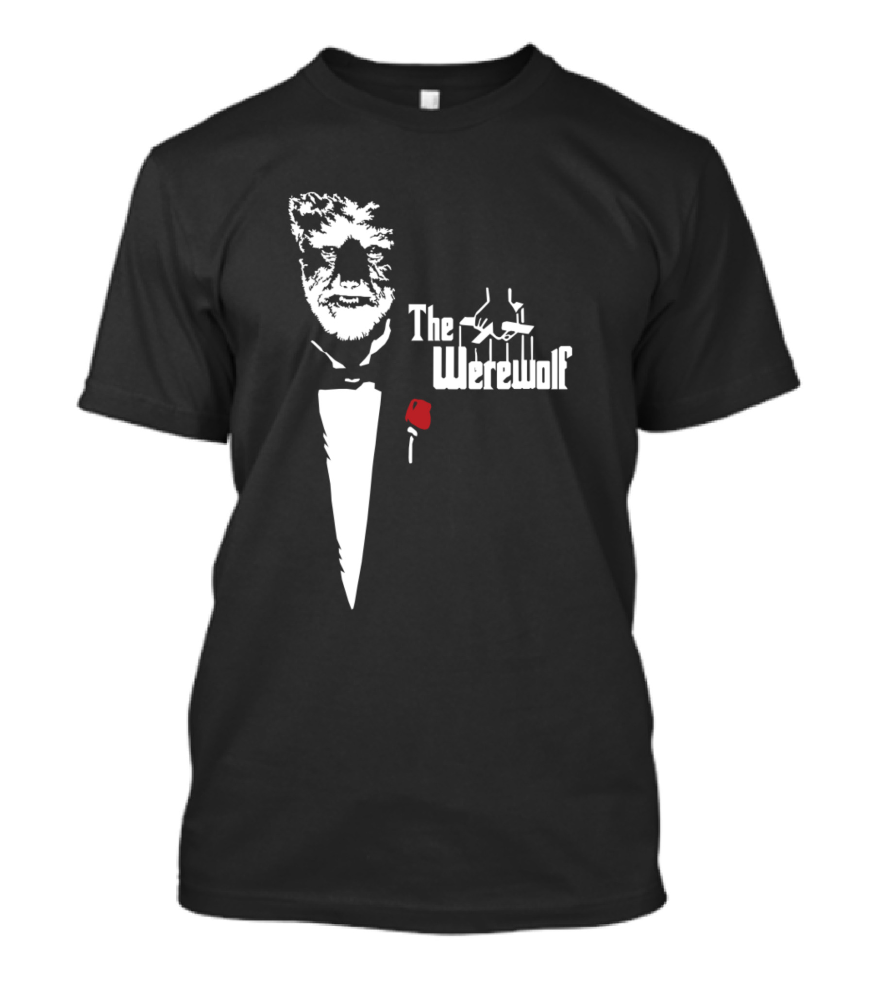 The Werewolf Mafia Boss Tuxedo Face Silhouette With Rose T-Shirt