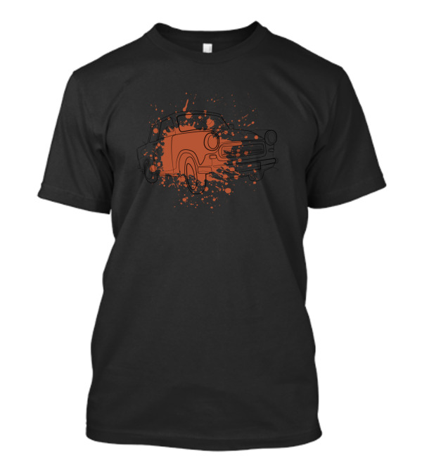Vintage Car One Line Drawing With Paint Splash Effect T-Shirt
