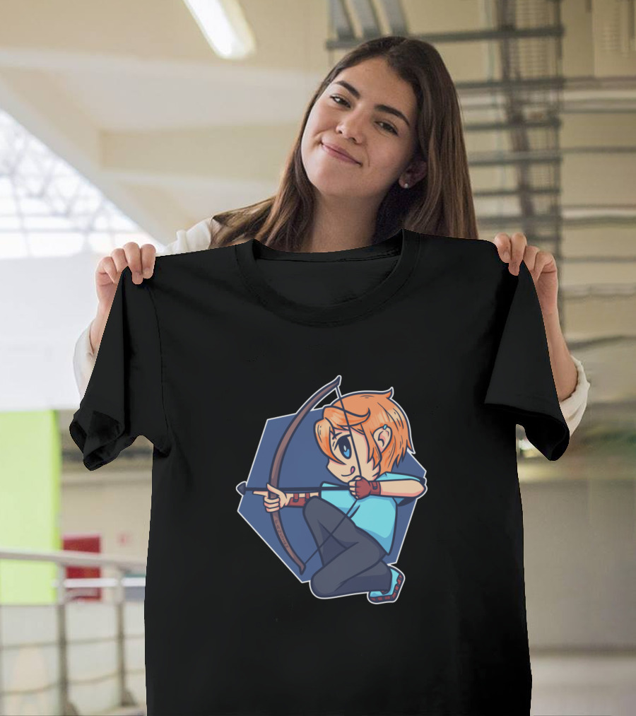 Archery Target Arrow Girls Cartoon Archer Bow Drawing T-Shirt