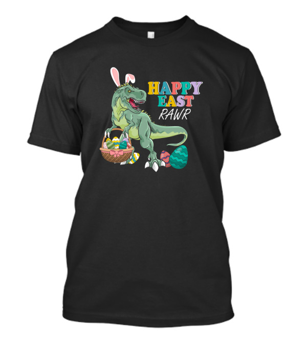 Happy Eastrawr Rex Dinosaur Easter Bunny Egg Basket T-Shirt