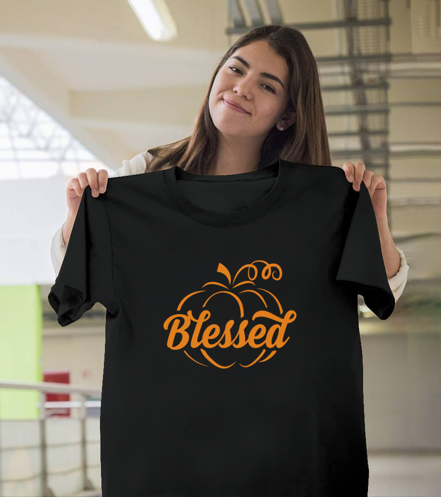 Blessed Pumpkin Thanksgiving Grateful Thankful T-Shirt