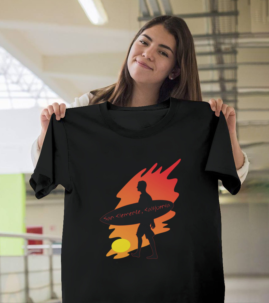 San Clemente California Surf Silhouette Sunset T-Shirt