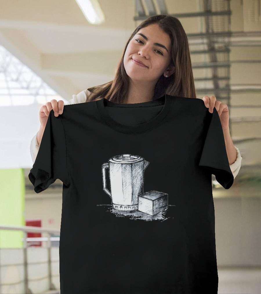 Pencil Sketch of Water Bottle and Cube T-Shirt