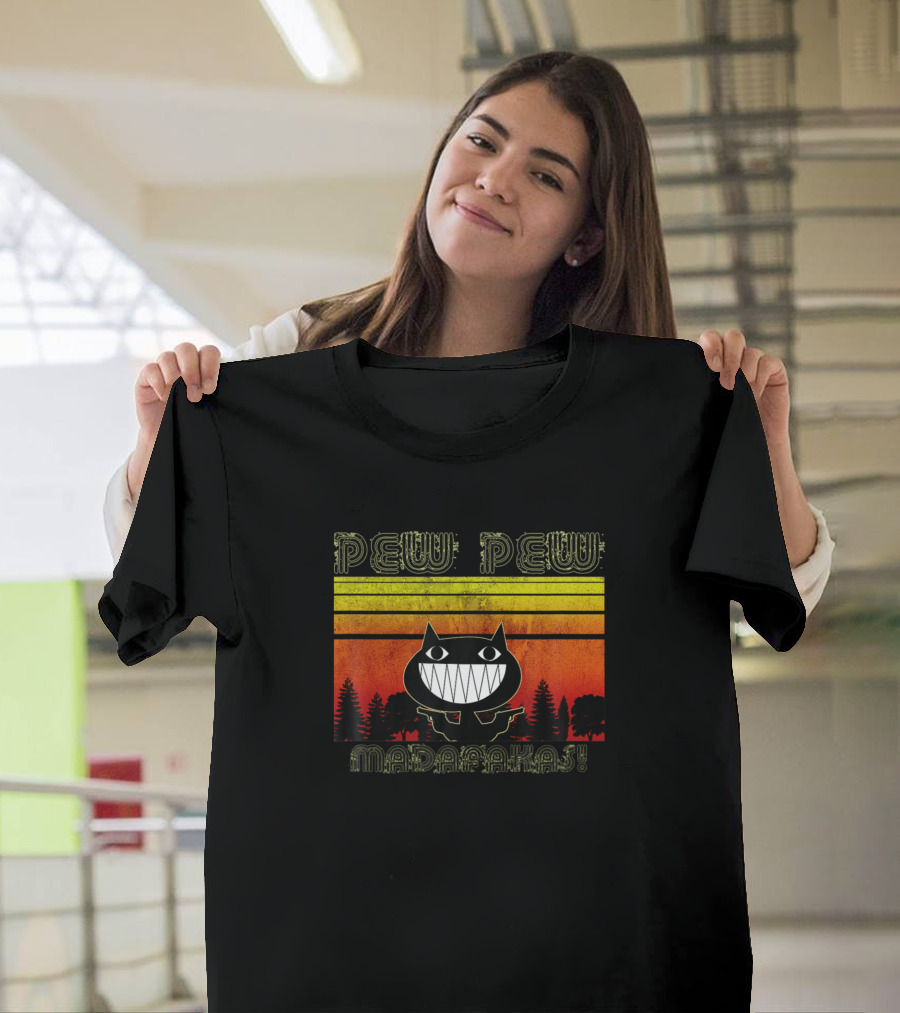 Pew Pew Madafakas Vintage Crazy Cat Funny Grap T-Shirt