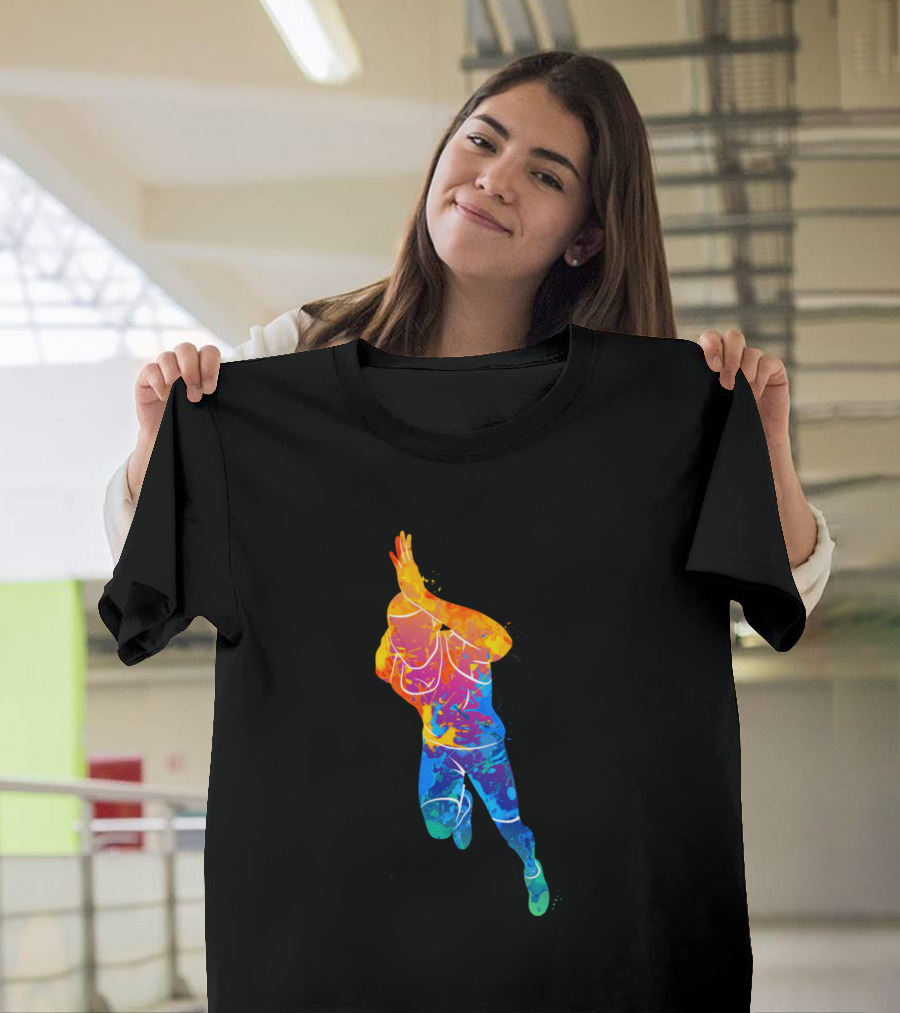 Runners Short Distance Sprinter Colorful Finish Line T-Shirt