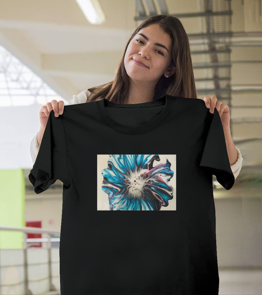 Turquoise Floral Abstract Burst T-Shirt