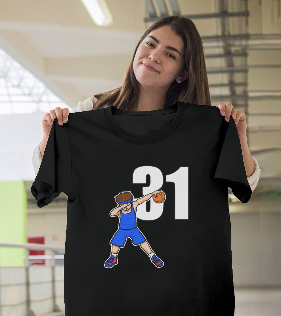 Basketballer Number 31 Dab Pose Blue T-Shirt