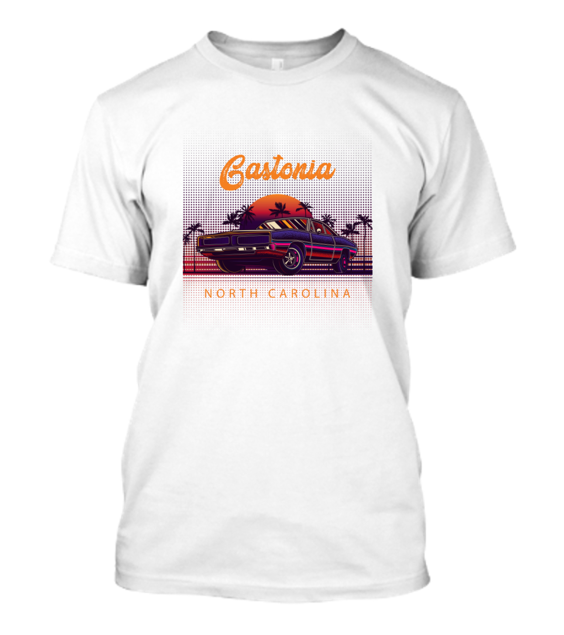 Gastonia North Carolina Vintage Car Sunset T-Shirt