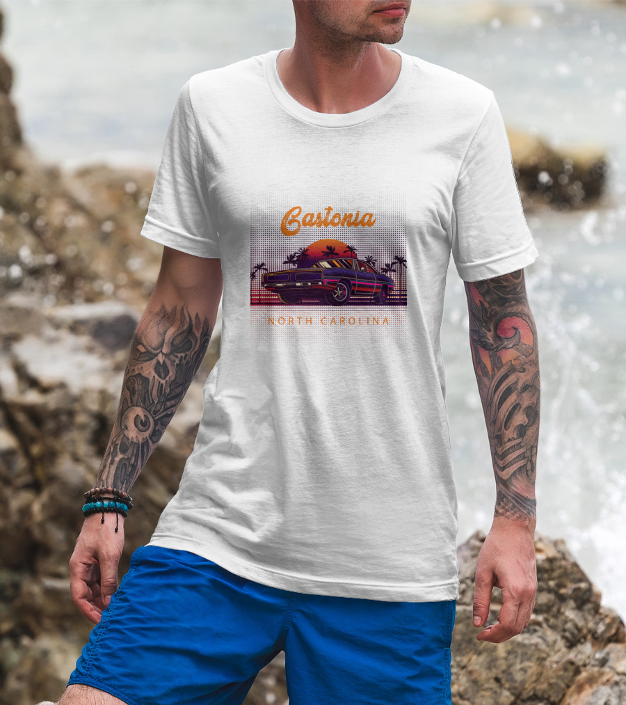 Gastonia North Carolina Vintage Car Sunset T-Shirt