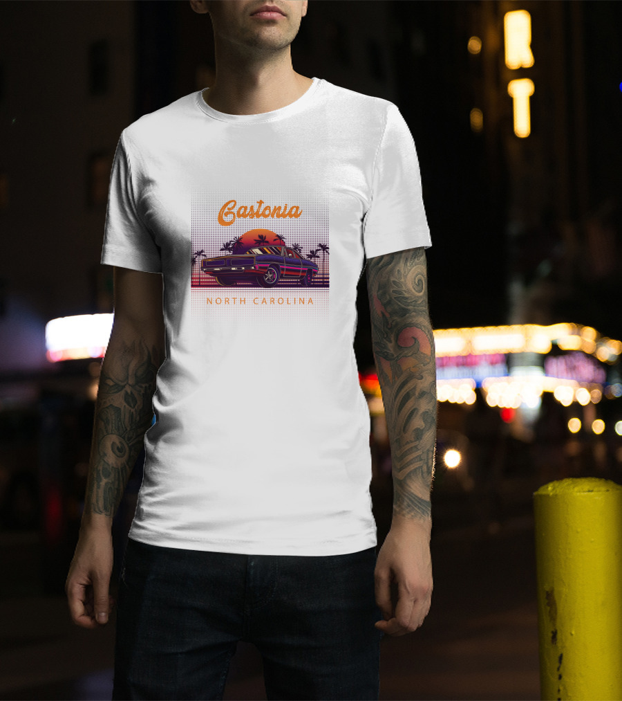 Gastonia North Carolina Vintage Car Sunset T-Shirt