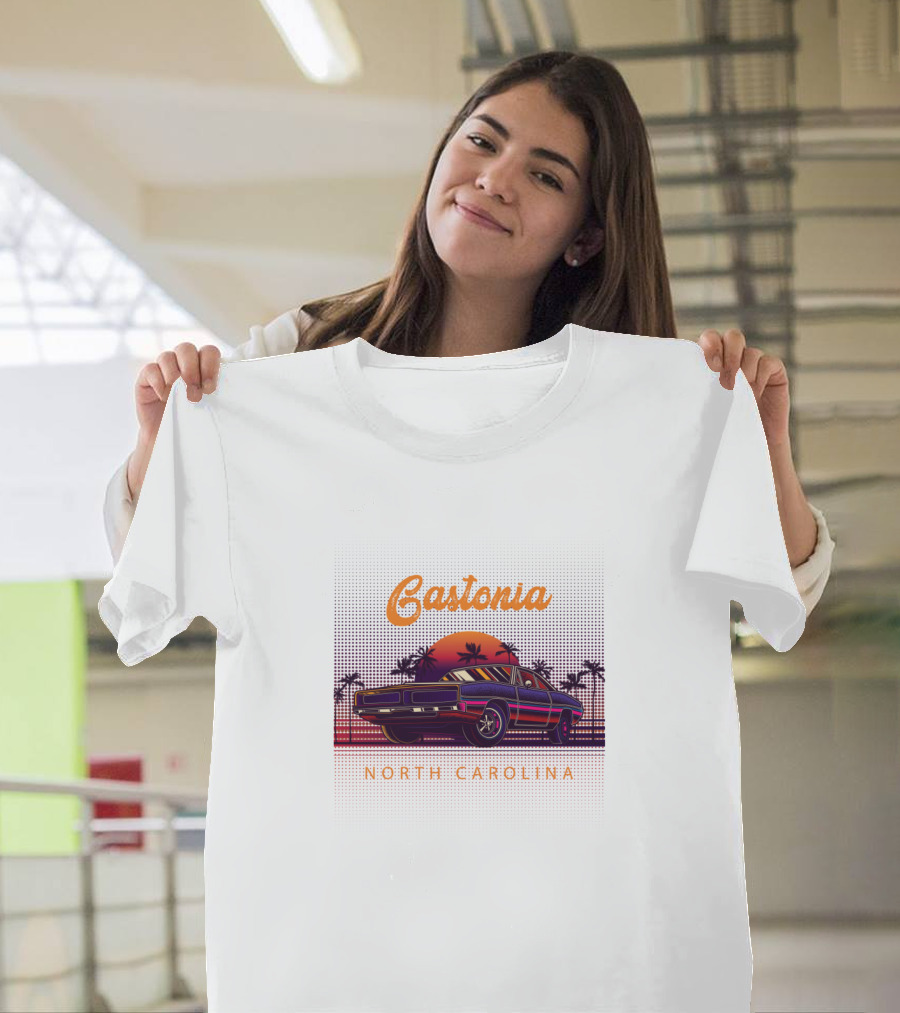 Gastonia North Carolina Vintage Car Sunset T-Shirt