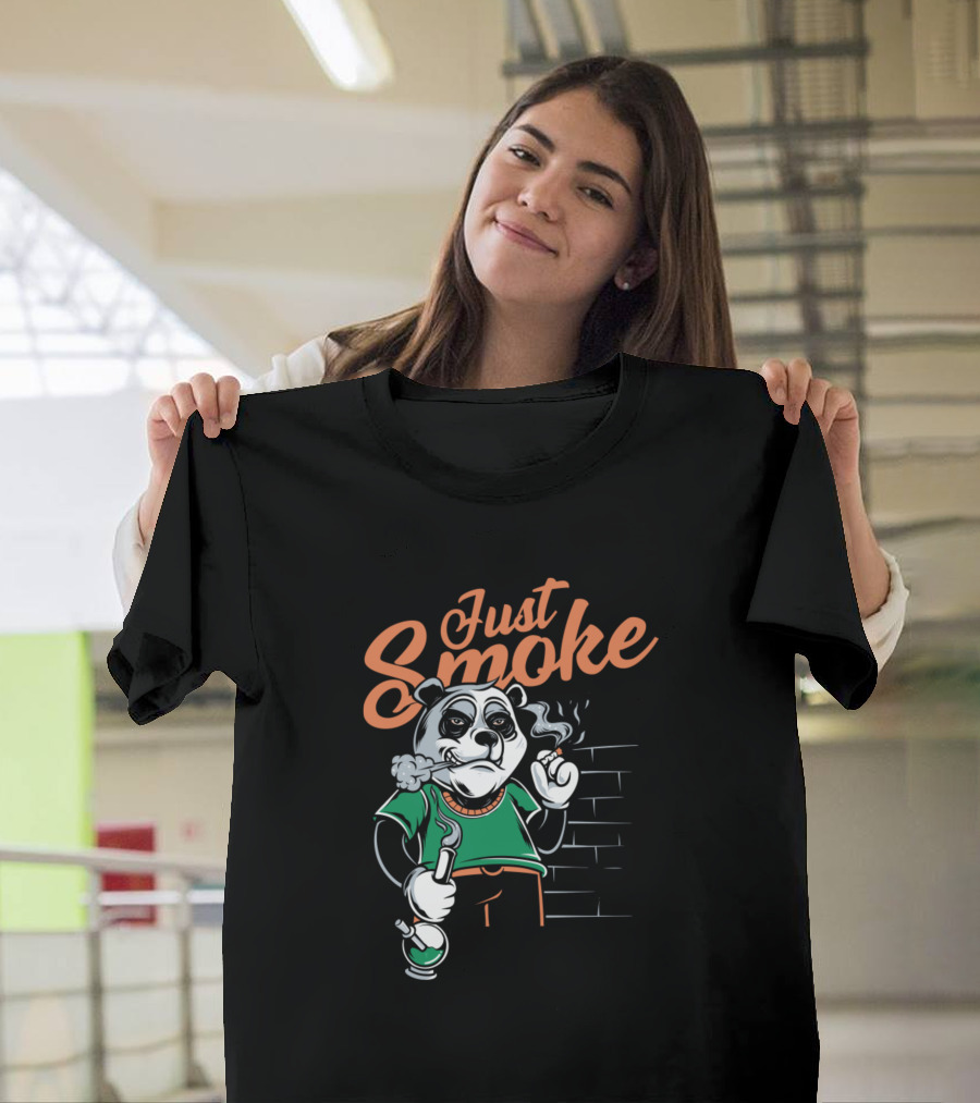 Just Smoke Panda Leaf Wall T-Shirt