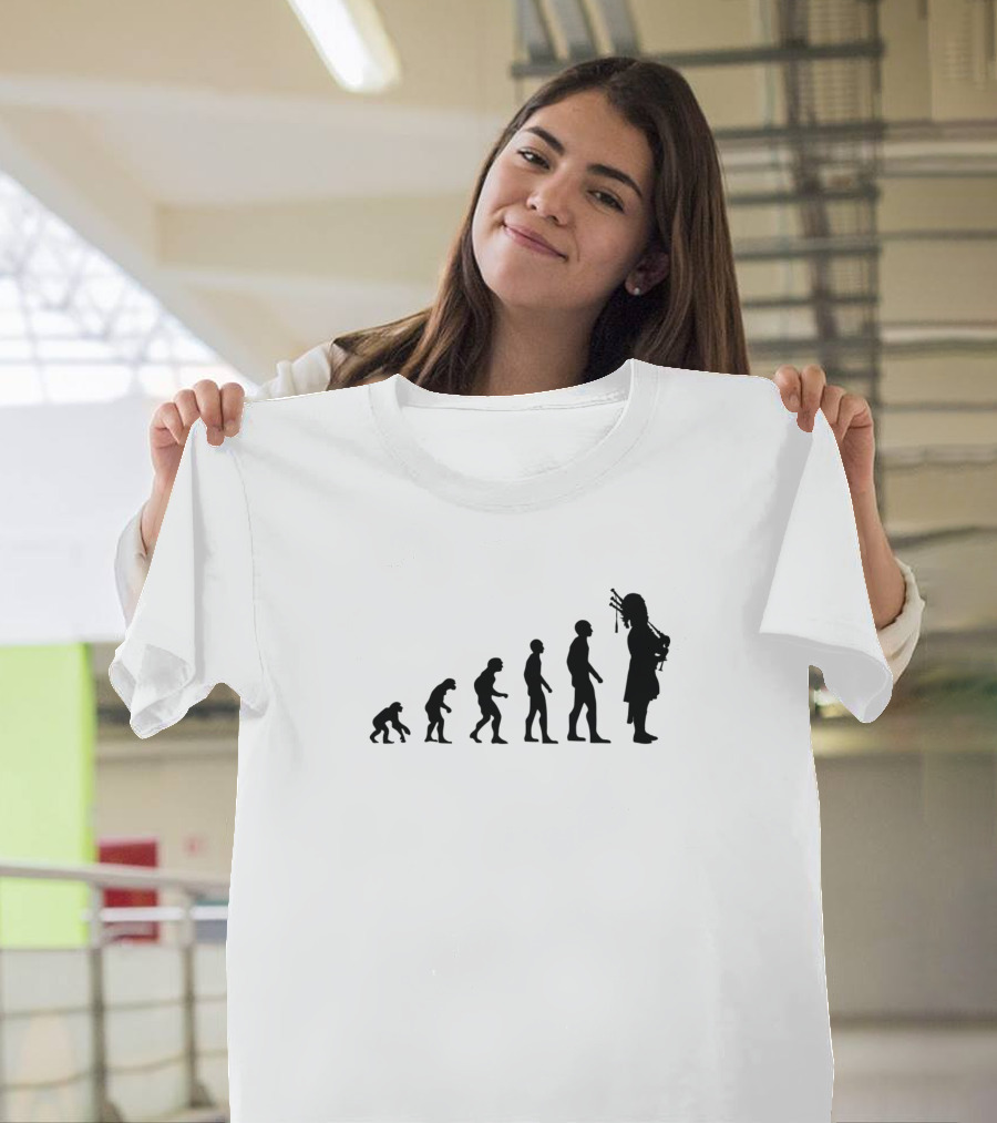 Bagpipe Player Evolution Funny Bagpiper Musician T-Shirt