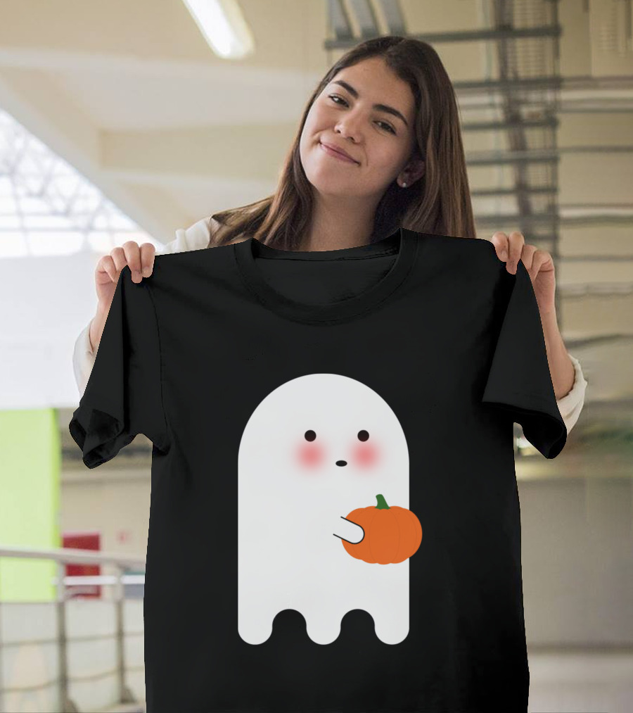 Cute Ghost Holding Pumpkin T-Shirt