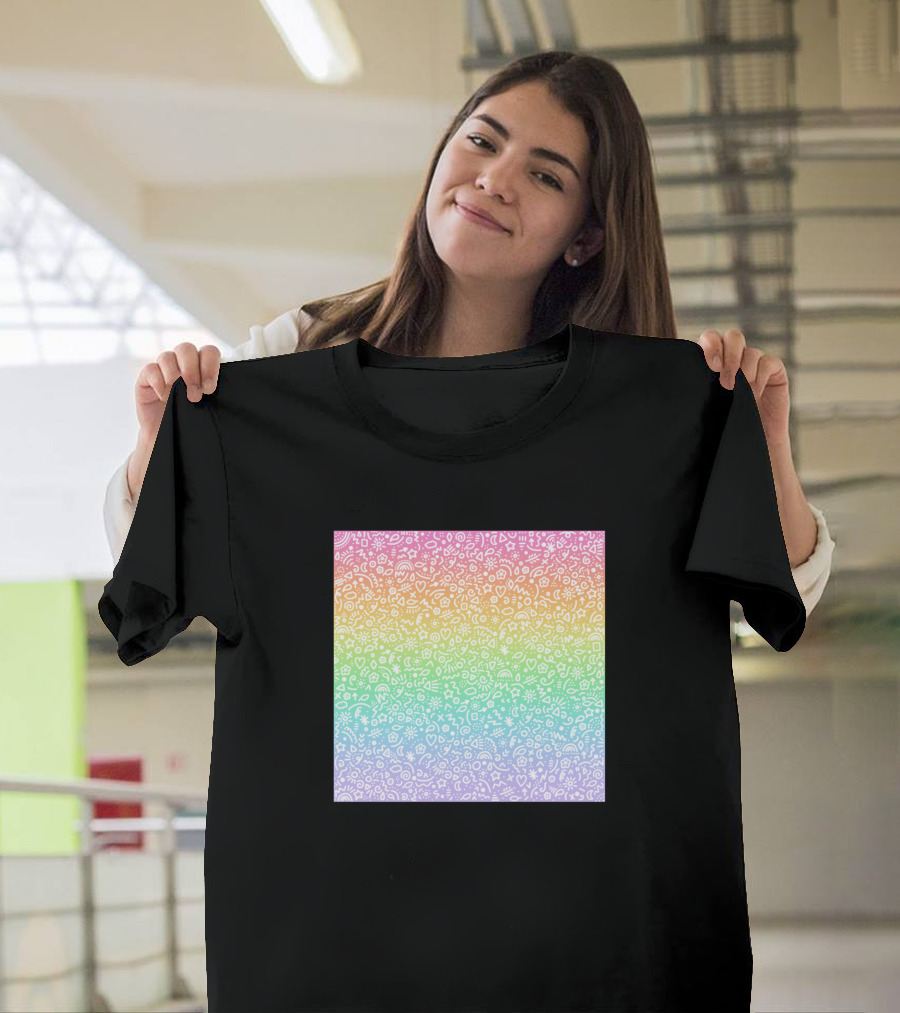 Doodles On Rainbow Gradient T-Shirt