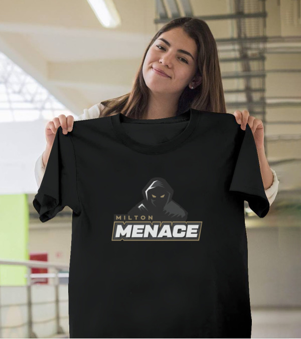 Milton Menace Dark Hooded Figure With Intense Glowing Eyes T-Shirt