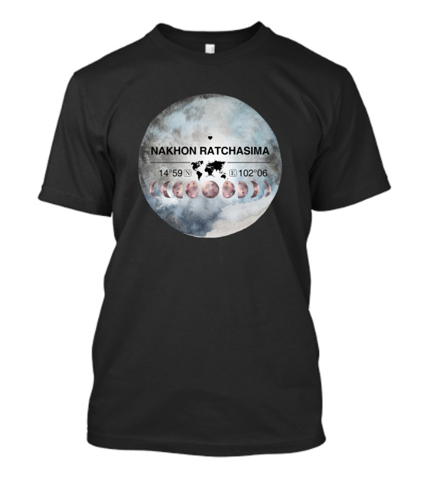 Nakhon Ratchasima Thailand Watercolor Moon Phases Coordinates Map T-Shirt