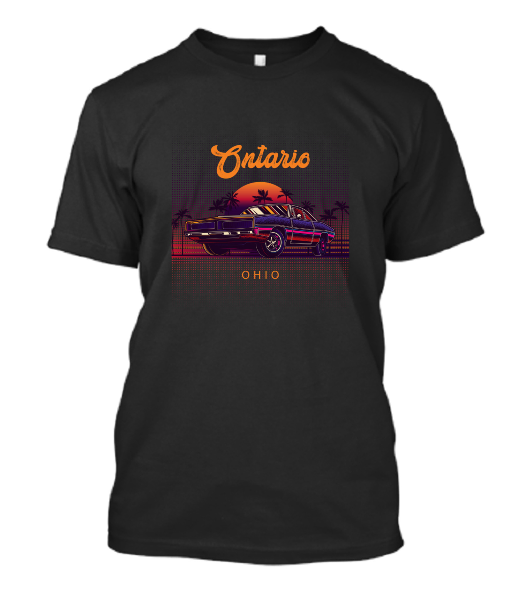 Ontario Ohio Vintage Muscle Cars Retro Sunset Scene T-Shirt