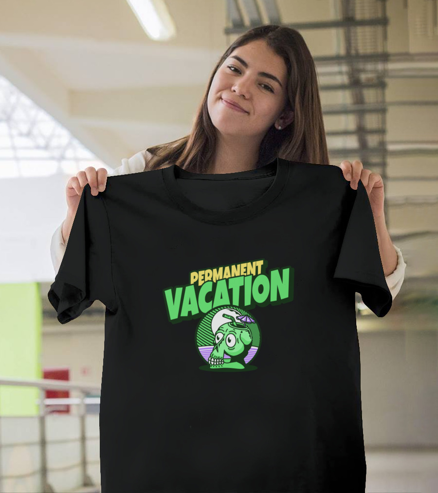 Permanent Vacation Skeleton Head in Cap T-Shirt