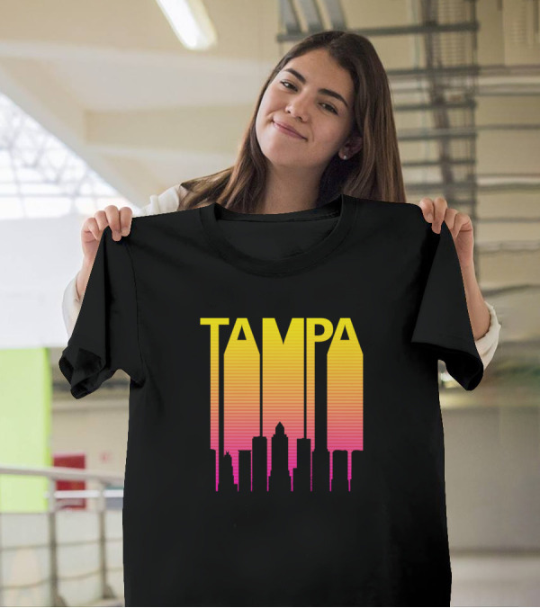 Tampa Retro 1980S Gradient Skyline T-Shirt