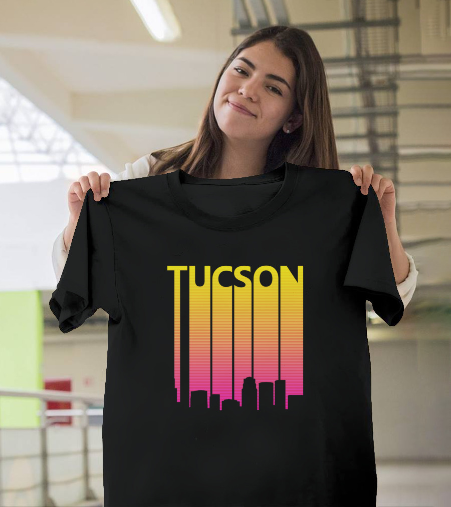 Tucson Retro 1980s Skyline Sunset Stripes T-Shirt