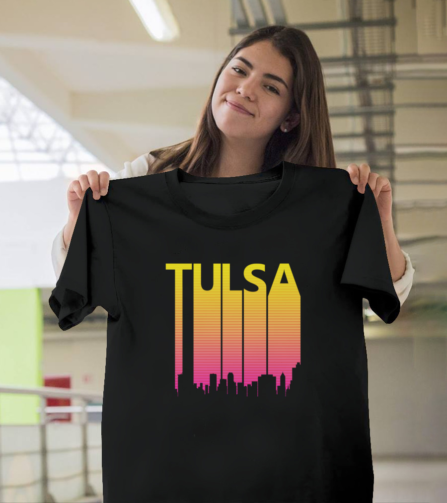 Tulsa Skyline Retro 1980S Gradient T-Shirt