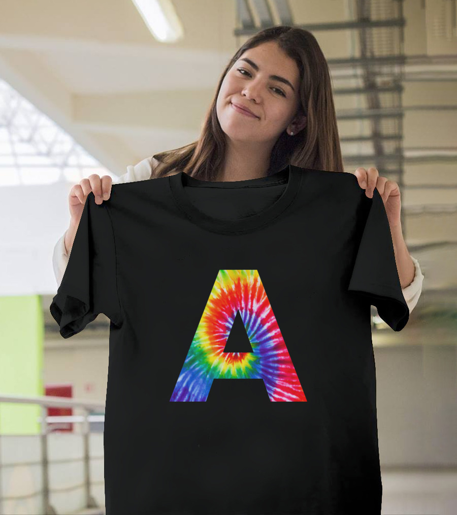 Tie Dye Rainbow Letter A T-Shirt