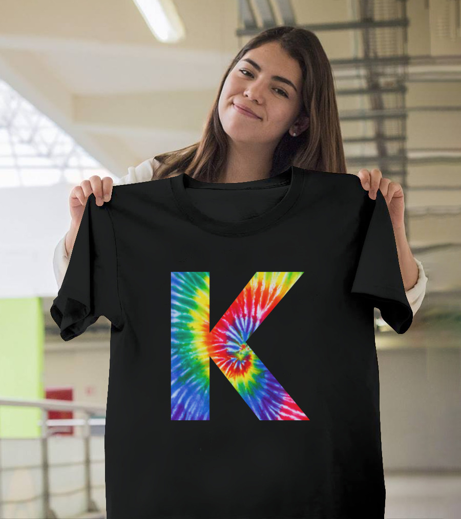Tie Dye Rainbow Letter K T-Shirt
