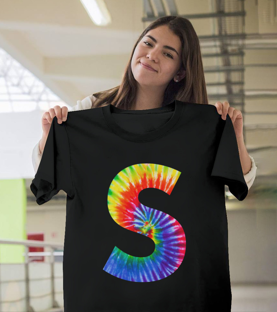 Tie Dye Letter S Vibrant Color Burst T-Shirt