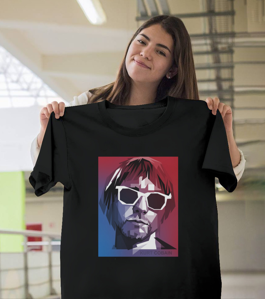 Kurt Cobain Geometric Artwork with Sunglasses T-Shirt