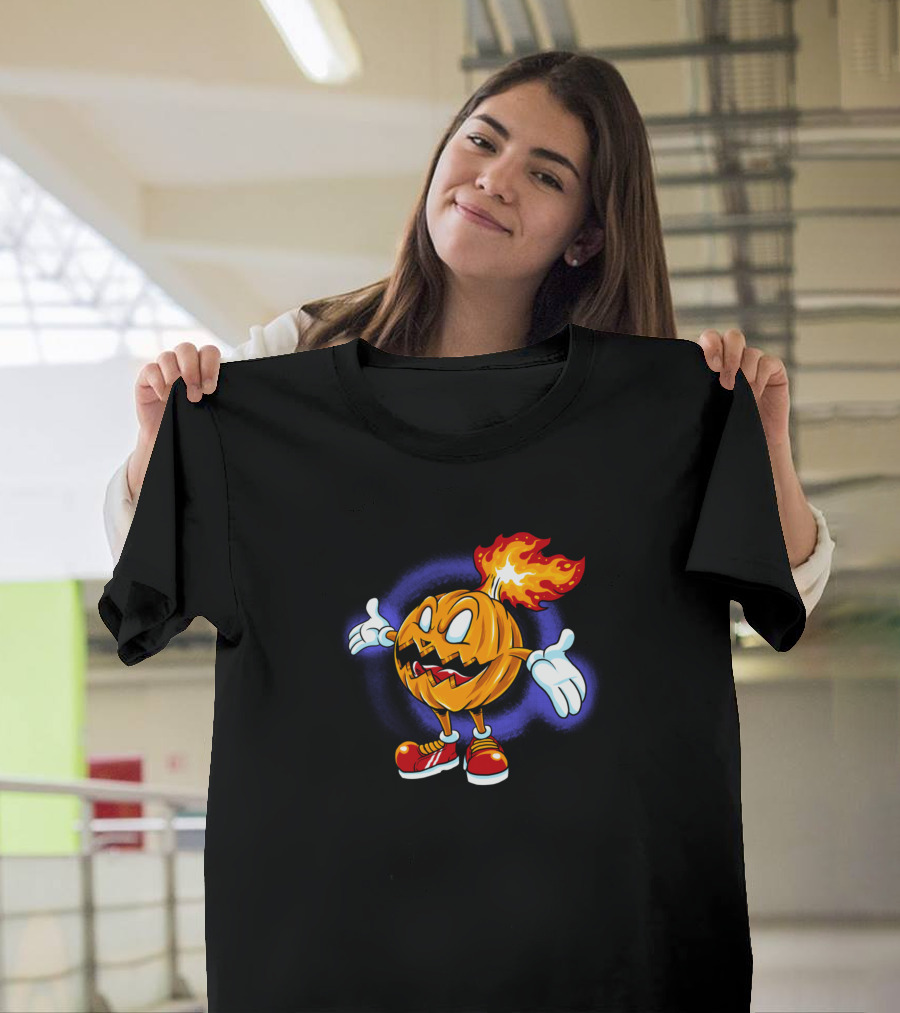 Burning Pumpkin Fireball Character T-Shirt