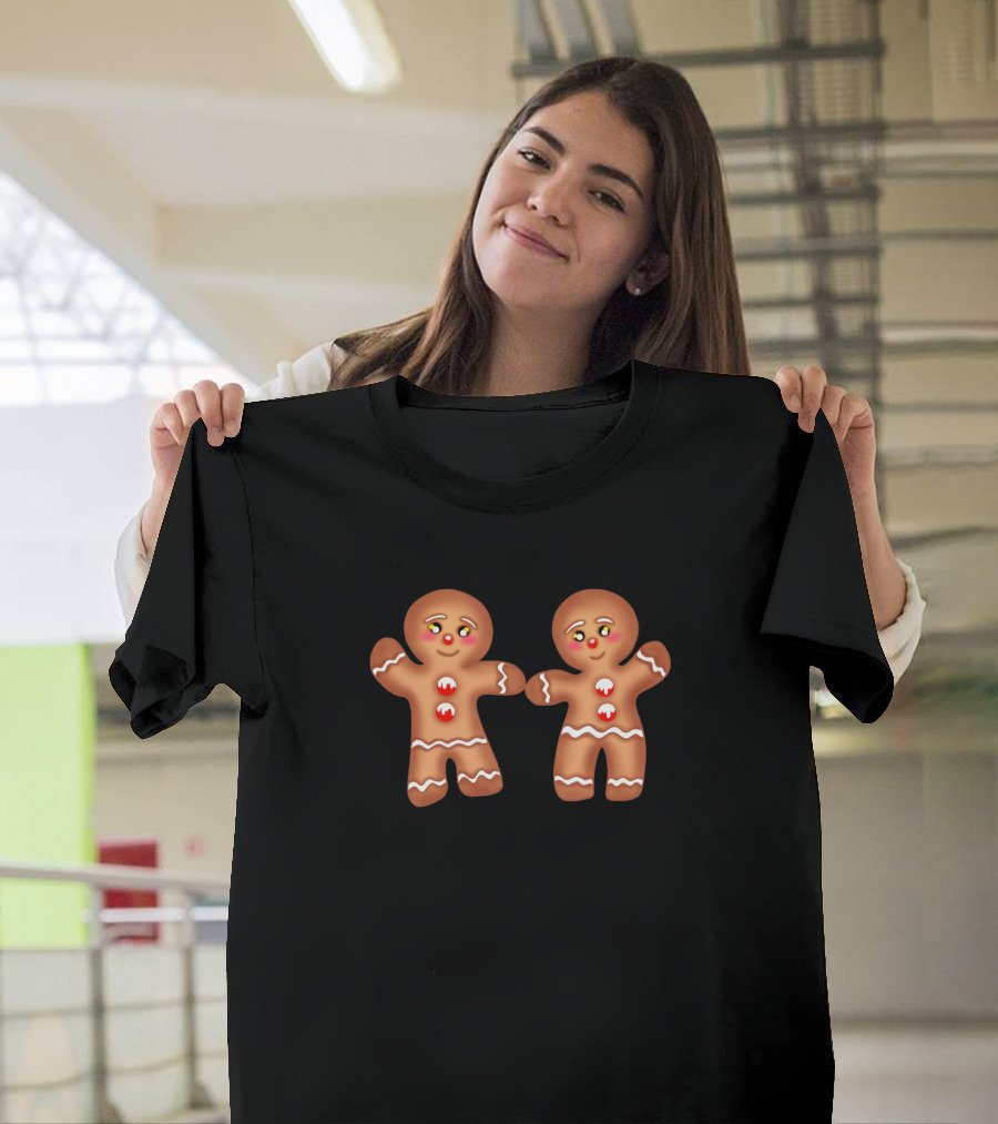 Christmas Two Funny Cute Smiling Little Baby Gingerbread T-Shirt