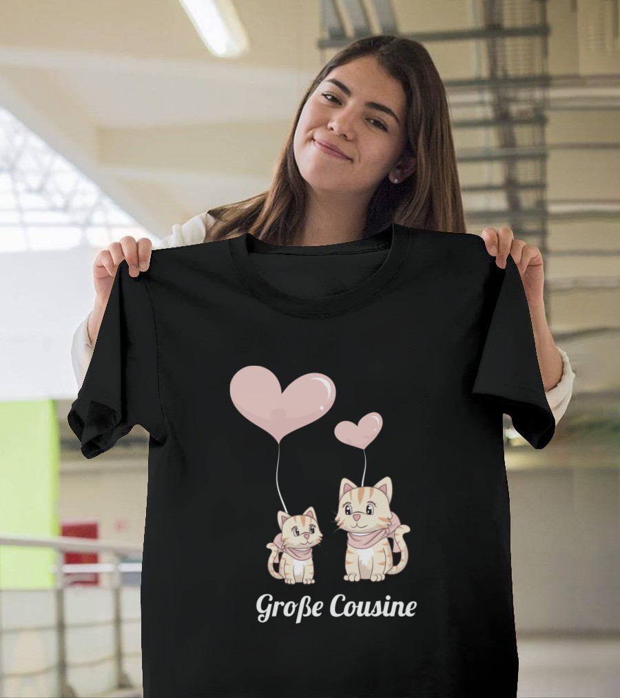 Große Cousine Cute German Cat Kitten Balloons Nephew Niece T-Shirt