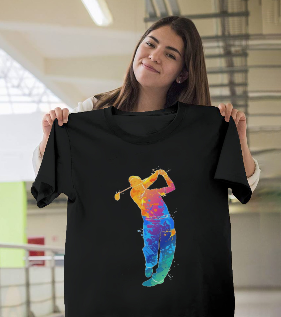 Colorful Golf Player Swing T-Shirt