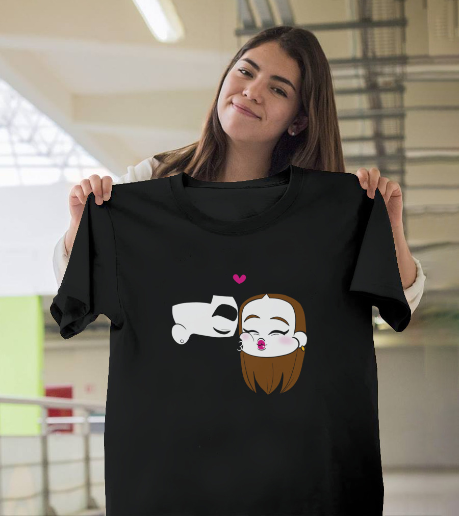 Love Just A Kiss Dimidou Cartoon Couple Kiss T-Shirt