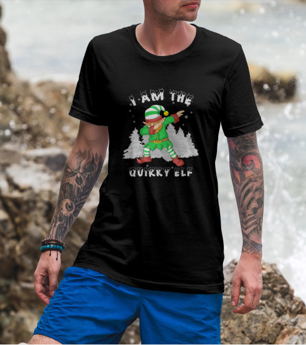 I Am The Quirky Elf Dabbin' Christmas Trees Snowflakes T-Shirt
