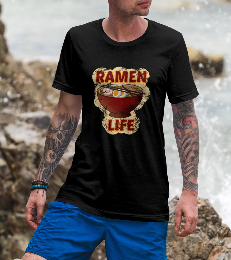 Ramen Life Japanese Noodle Bowl With Chopsticks T-Shirt