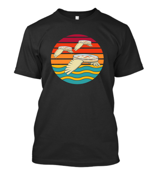 Retro Sunset Wavy Pizza With Wings In Petri Dish T-Shirt