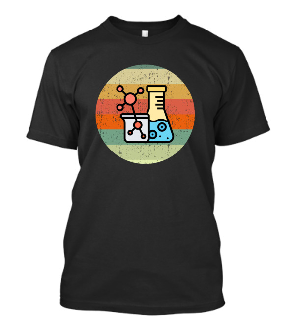 Retro Vintage Sunset Medical Laboratory Chemistry Flask Molecule T-Shirt