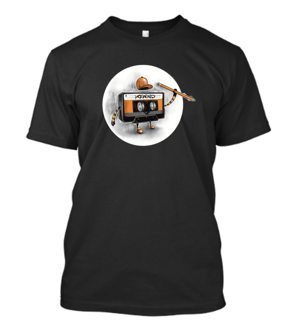 Rewind Cassette Tape Character With Pencil Hat T-Shirt