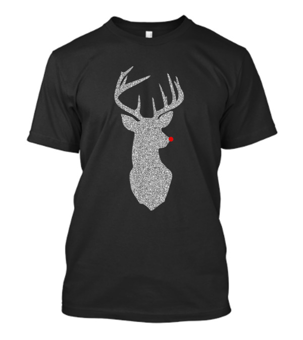 Silver Reindeer Christmas Deer Head With Red Nose T-Shirt