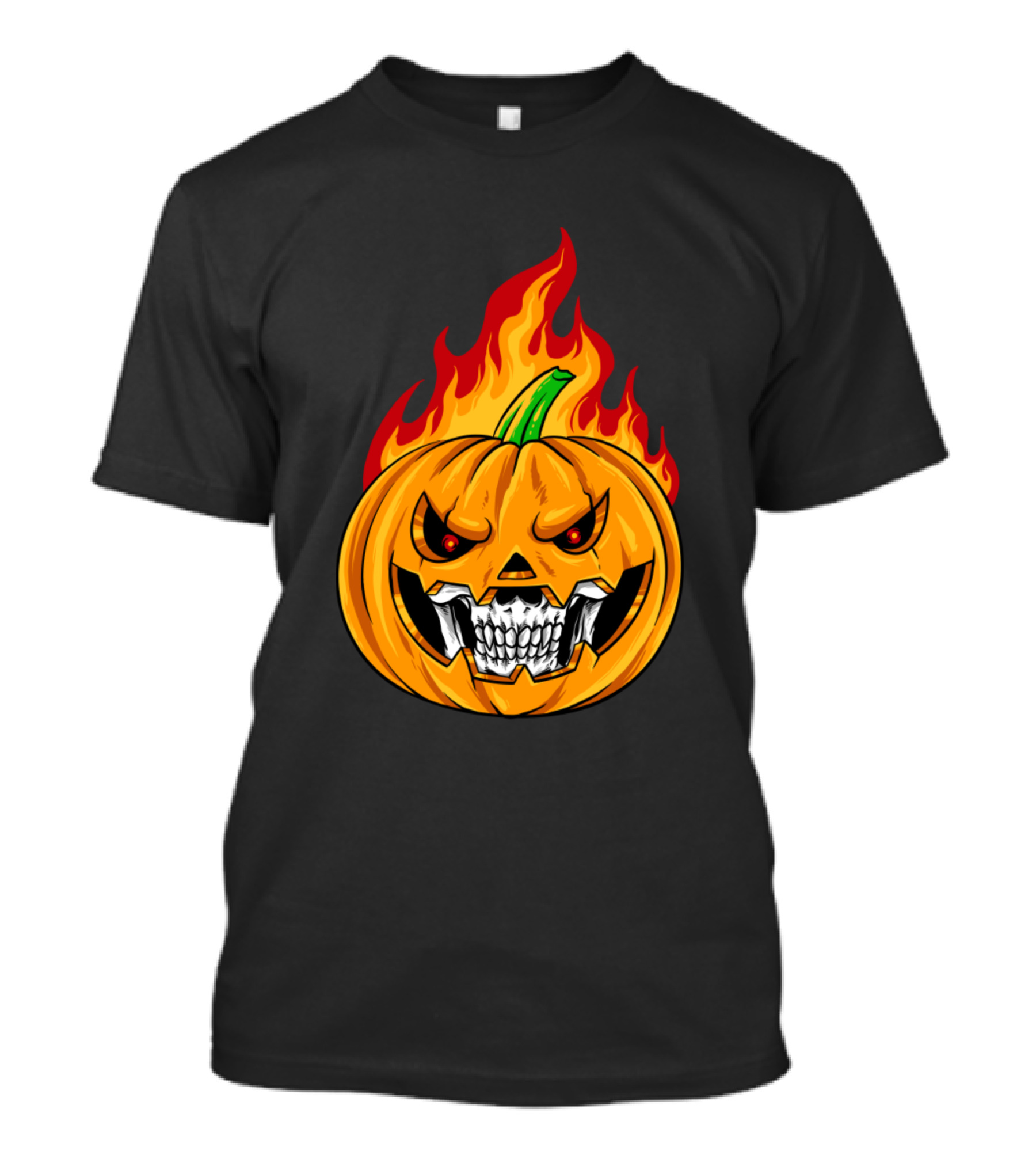 Flaming Grinning Pumpkin With Fiery Eyes T-Shirt