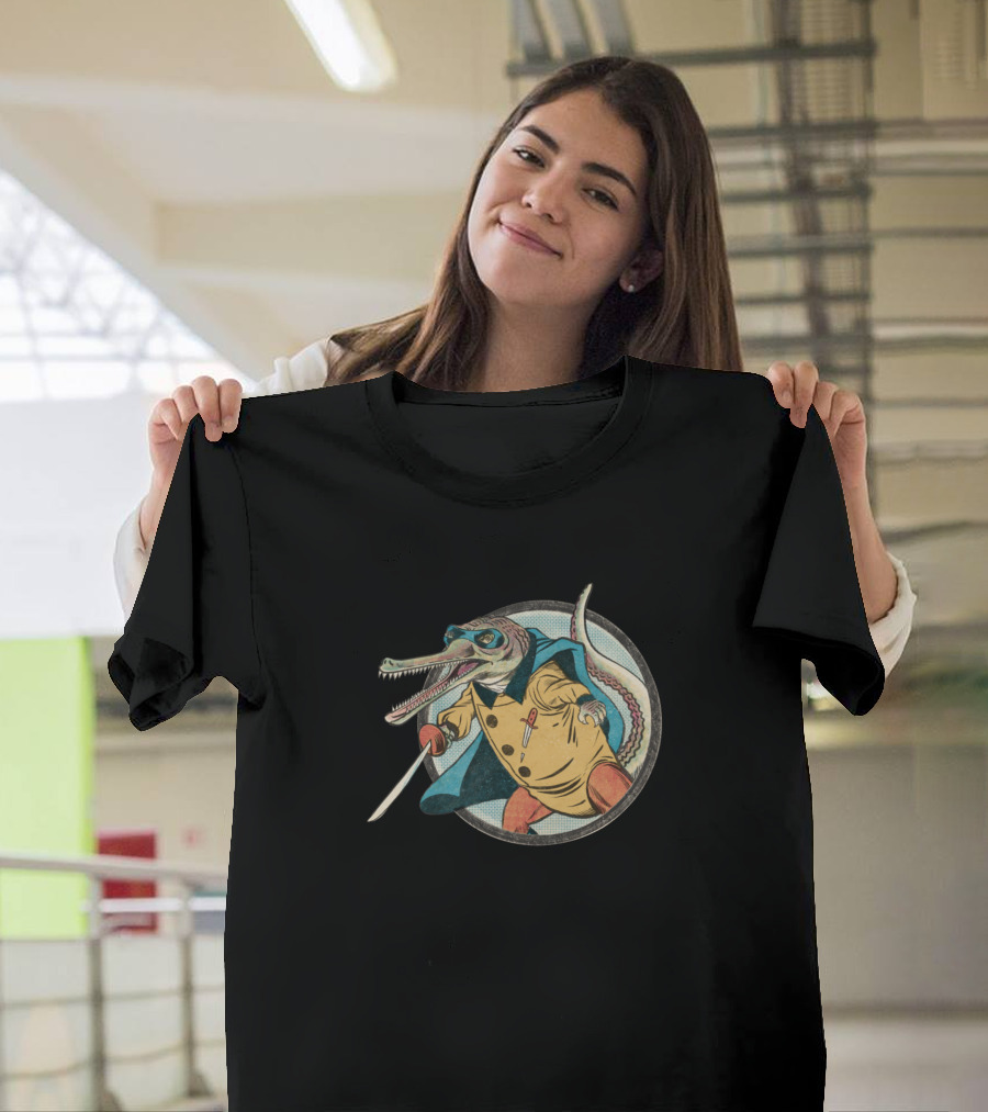 The Gavial Blade Crocodile Warrior Trench Coat Sword T-Shirt