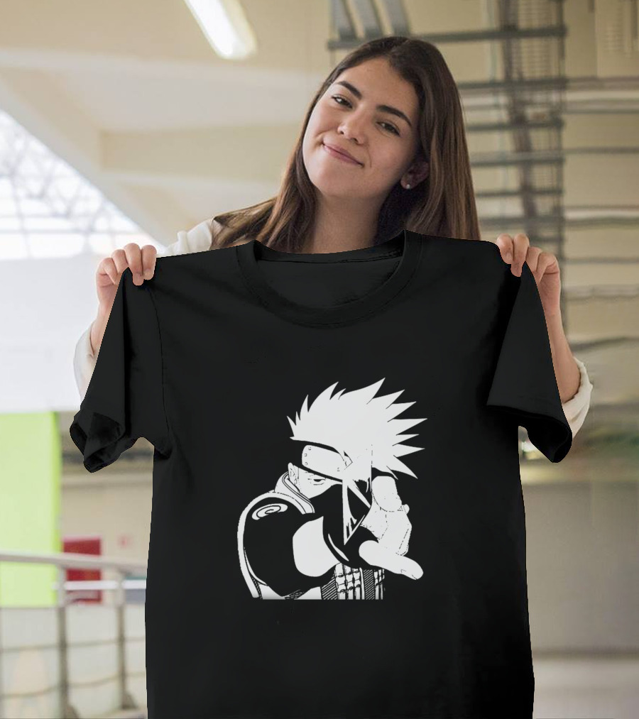 Kakashi Hatake Monochrome Anime Character Pose T-Shirt